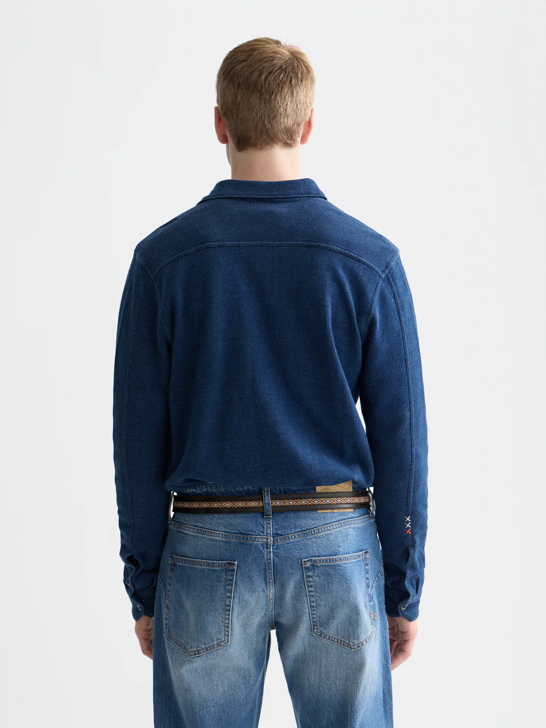 Washed indigo textured jersey shirt - Image 4