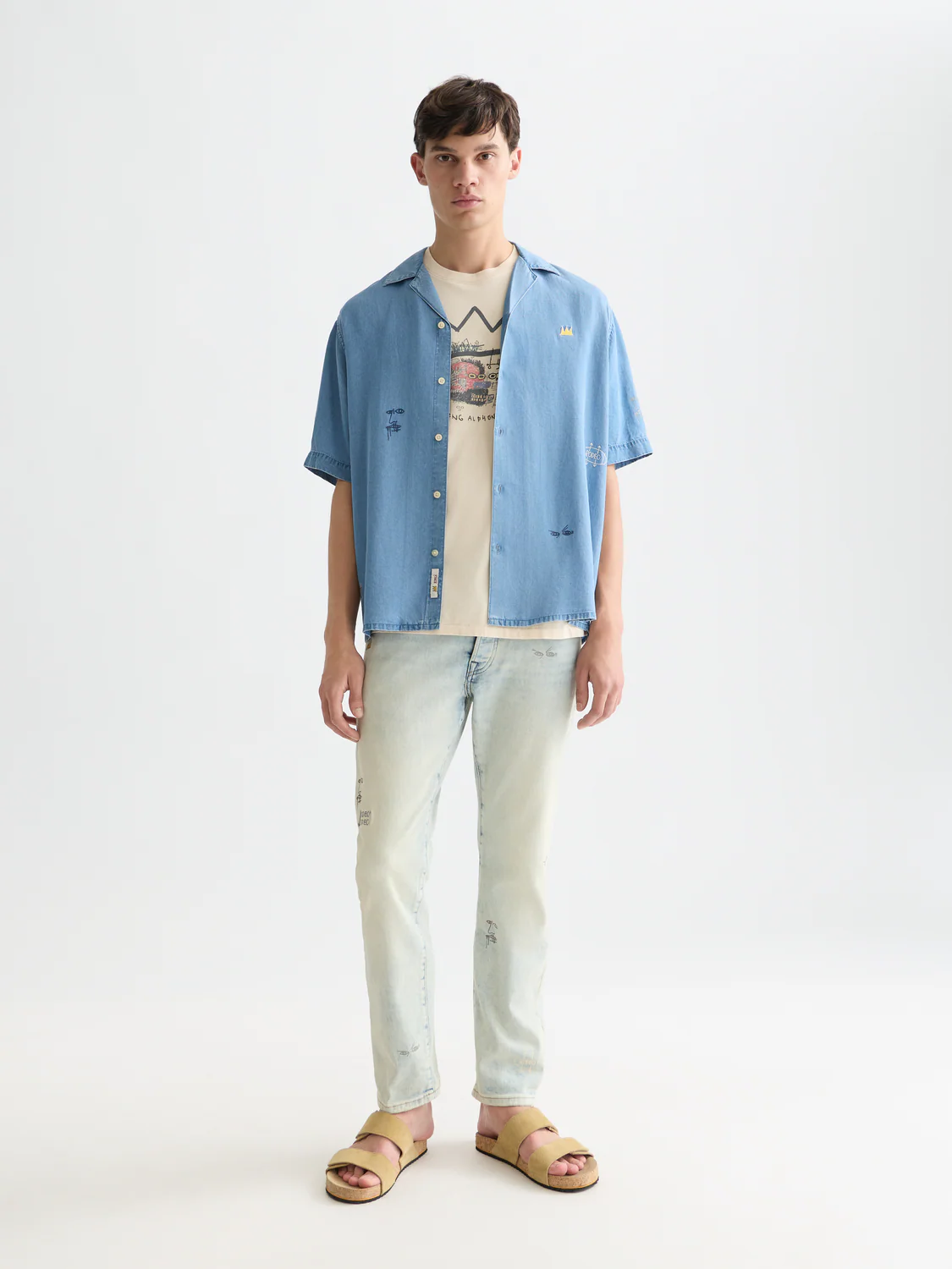 Scotch & Soda x Basquiat Indigo Tencel Relaxed Short-Sleeved Shirt - Image 2