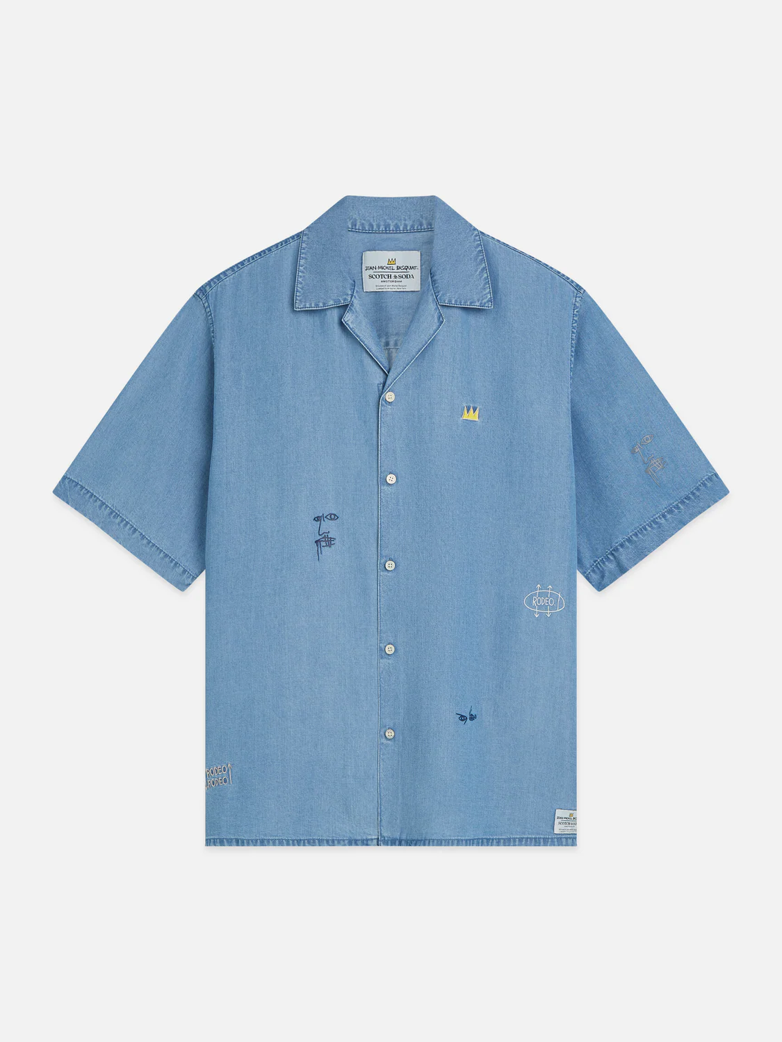 Scotch & Soda x Basquiat Indigo Tencel Relaxed Short-Sleeved Shirt - Image 5