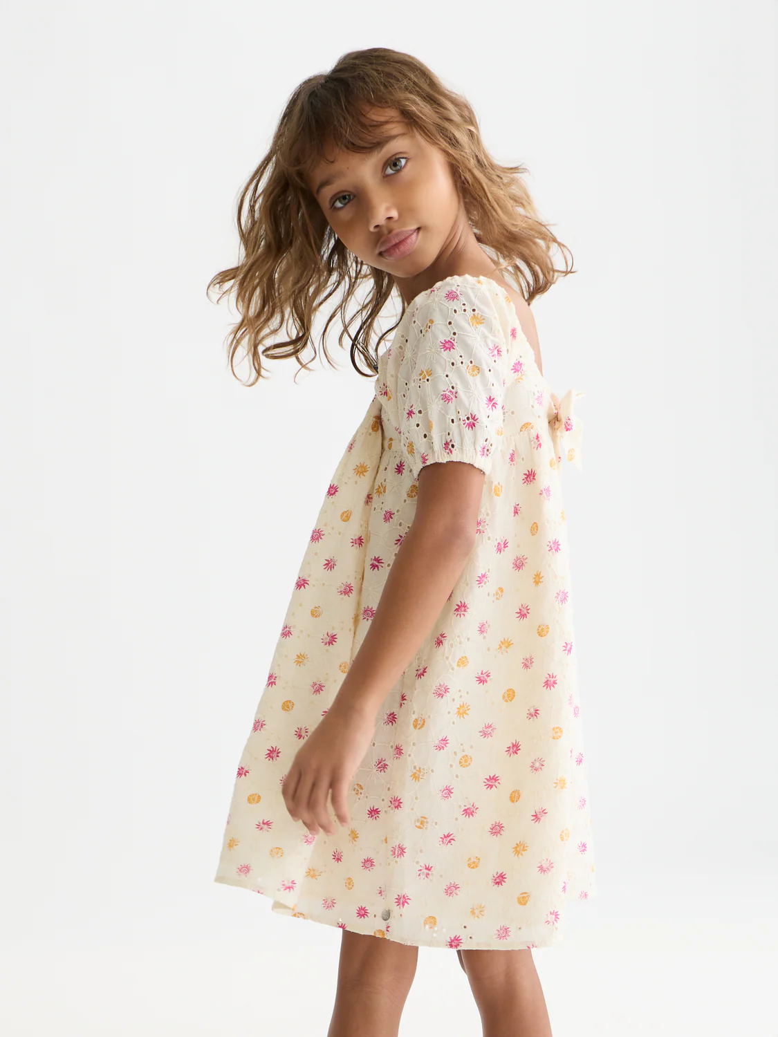 Girls Printed embroidered cotton dress - Image 3