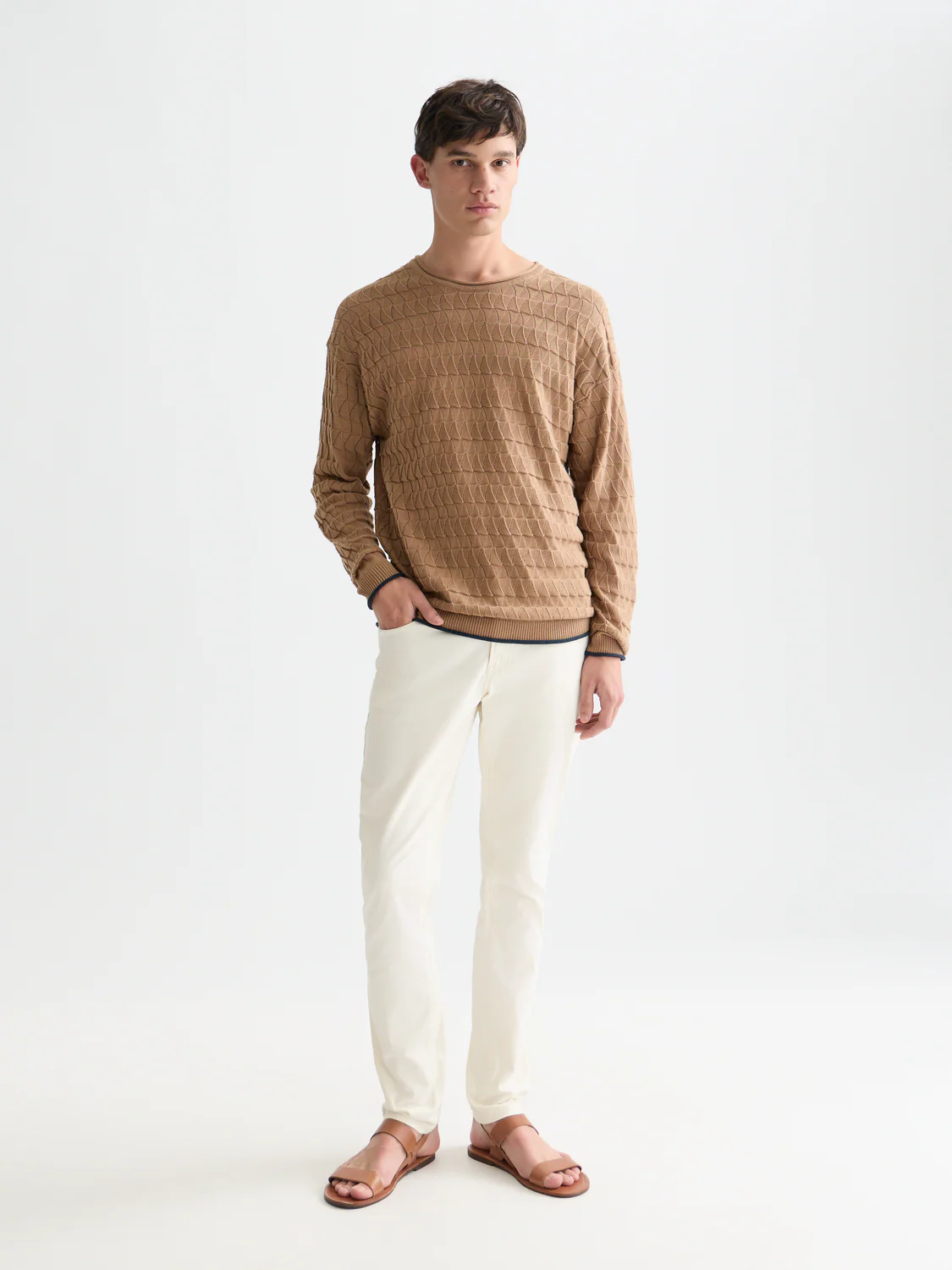 Pointelle dropped shoulder pullover - Image 2