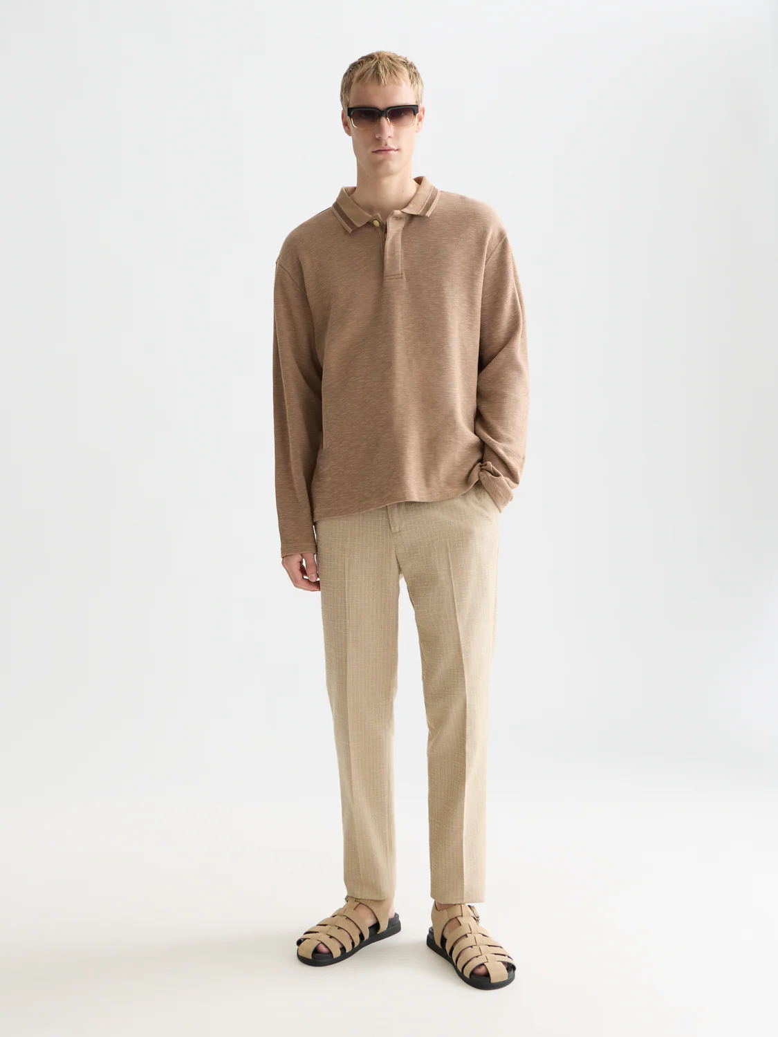Structured relaxed long sleeve polo - Image 2