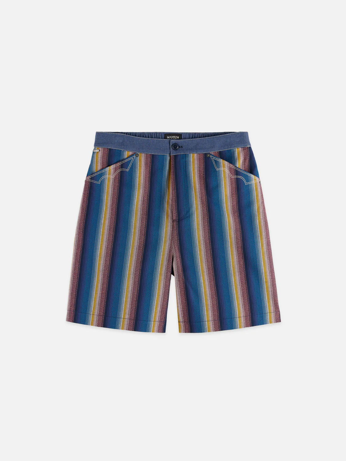 Western detailed striped cotton loose bermuda shorts - Image 5