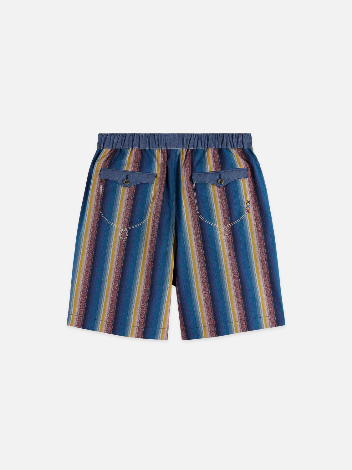 Western detailed striped cotton loose bermuda shorts - Image 6