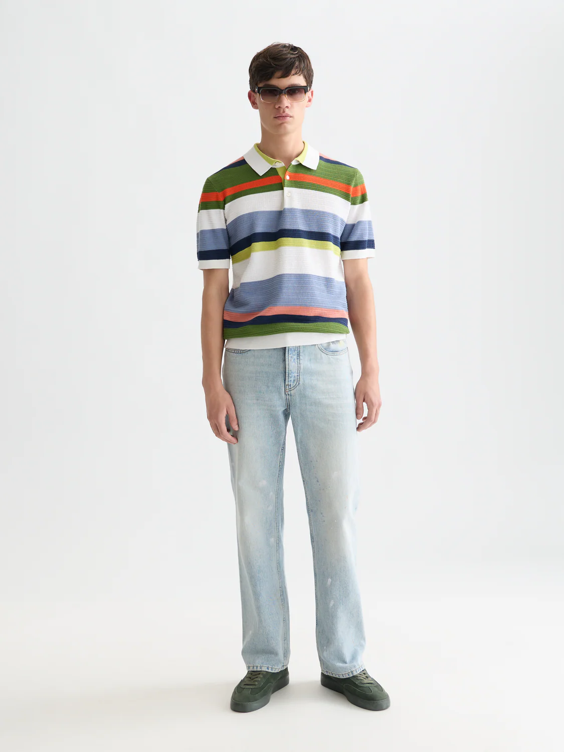 Structured striped knitted polo - Image 9