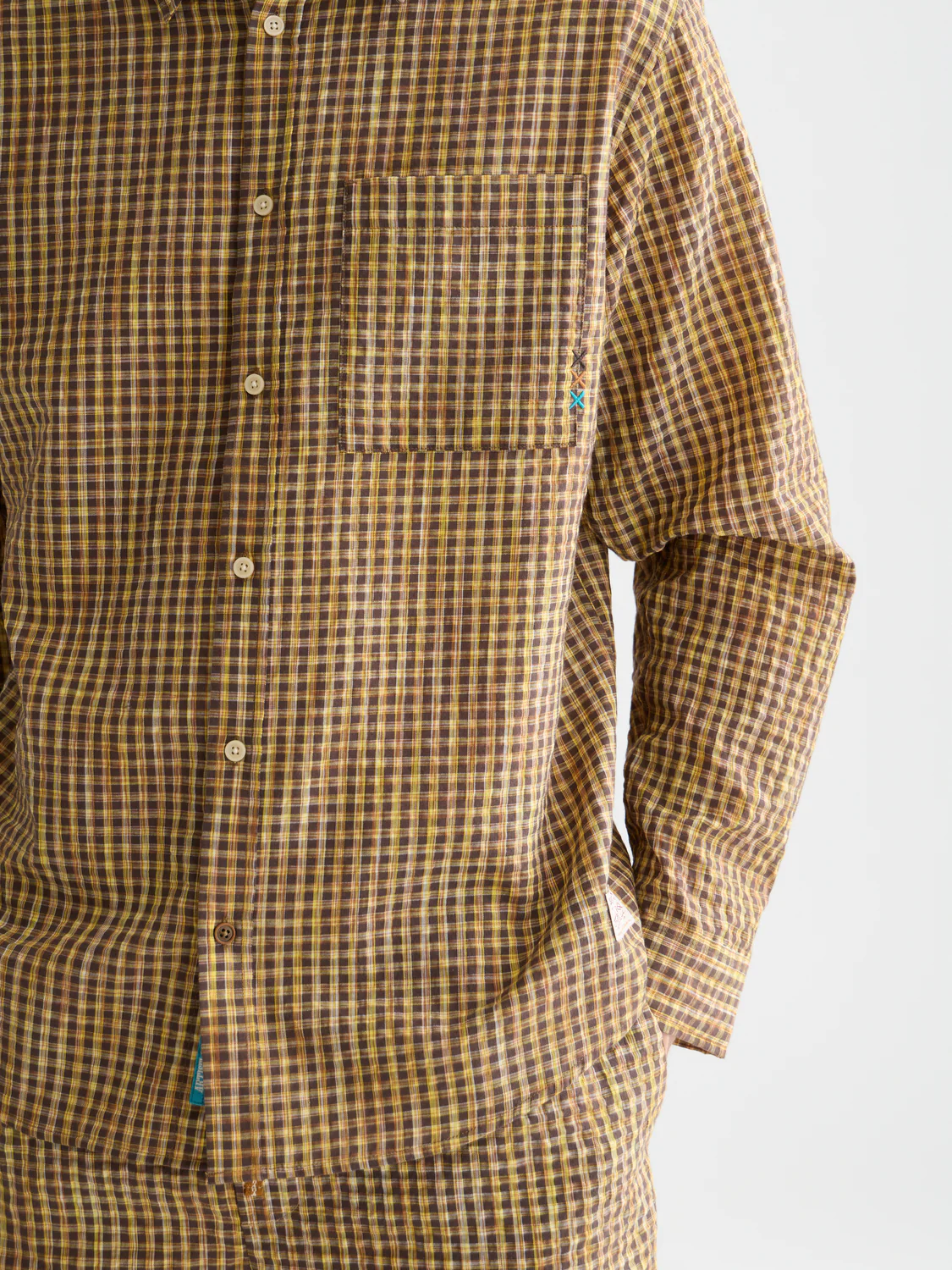 Seersucker micro-check relaxed shirt - Image 10