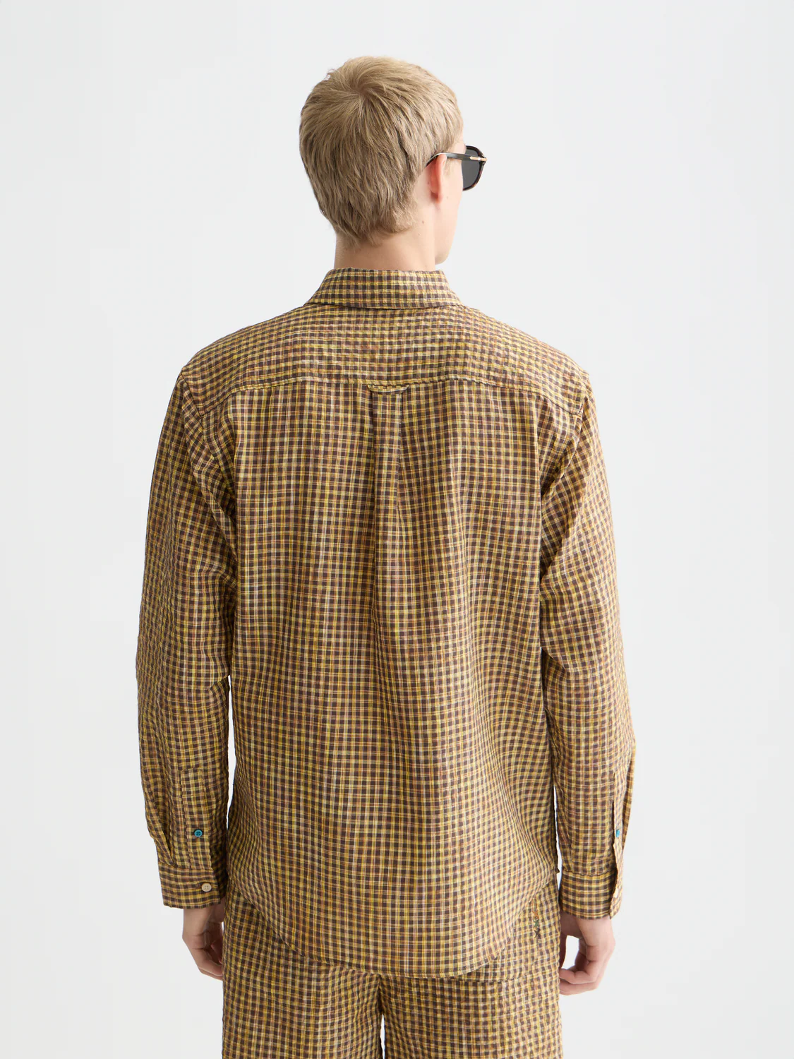 Seersucker micro-check relaxed shirt - Image 11