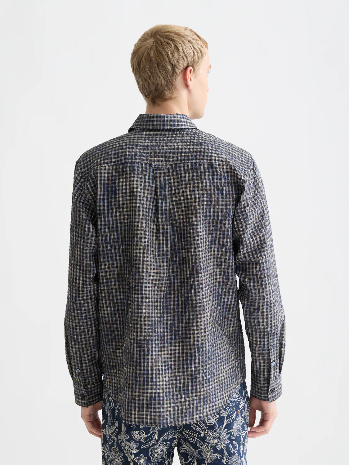 Seersucker micro-check relaxed shirt - Image 4