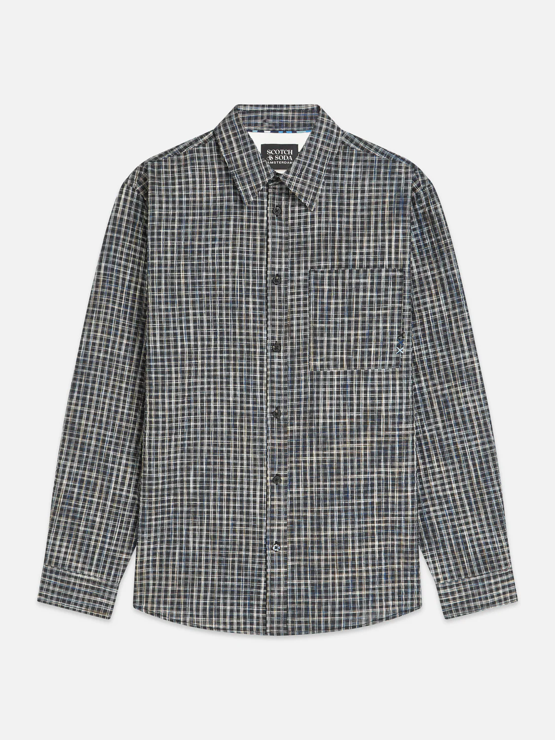 Seersucker micro-check relaxed shirt - Image 5