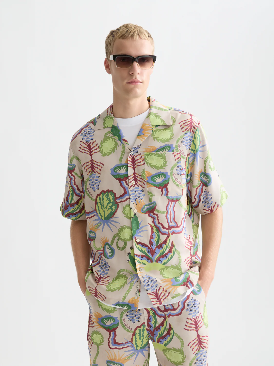 Printed tencel relaxed short sleeve shirt