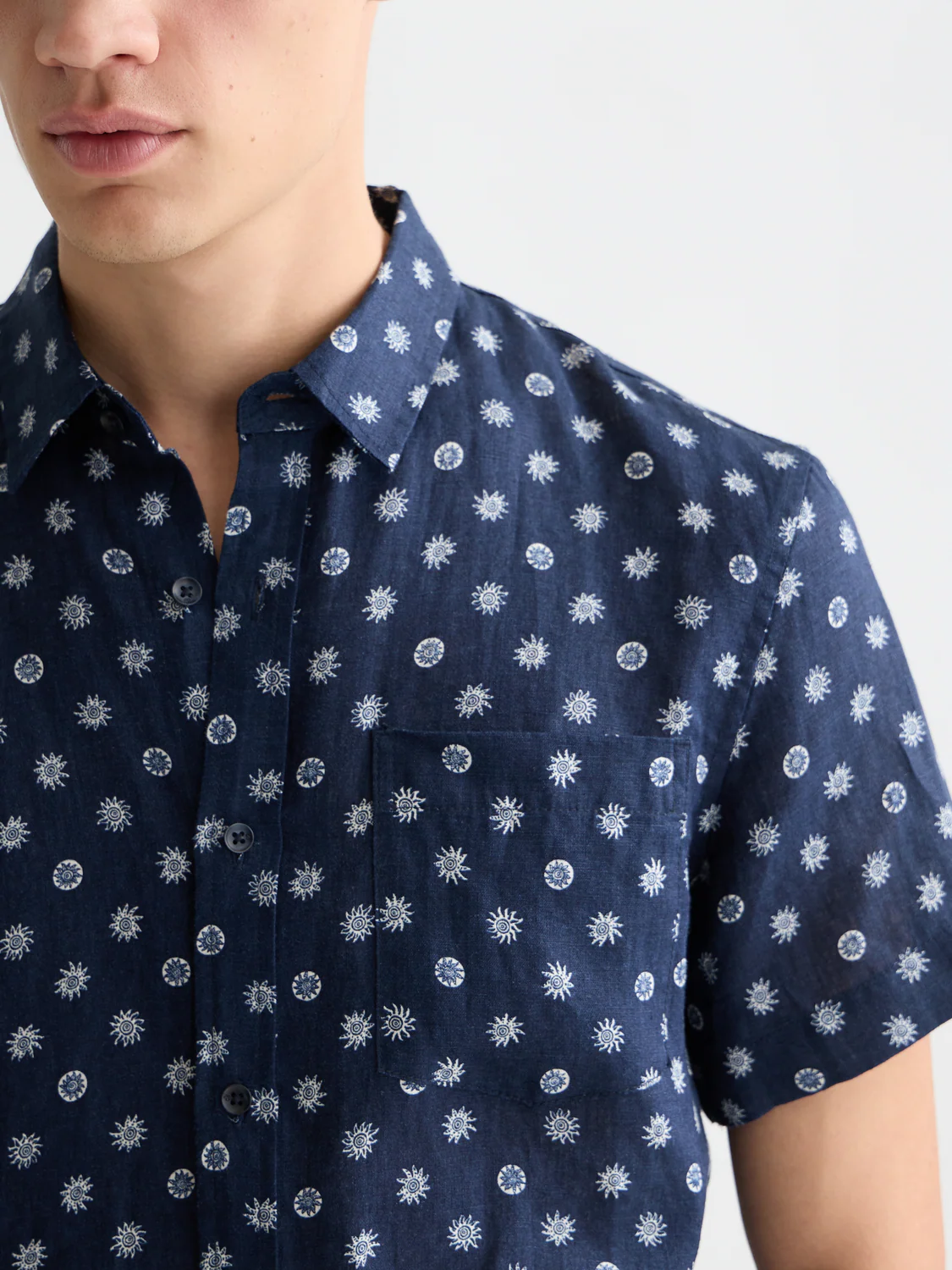 Printed linen short sleeve shirt - Image 3
