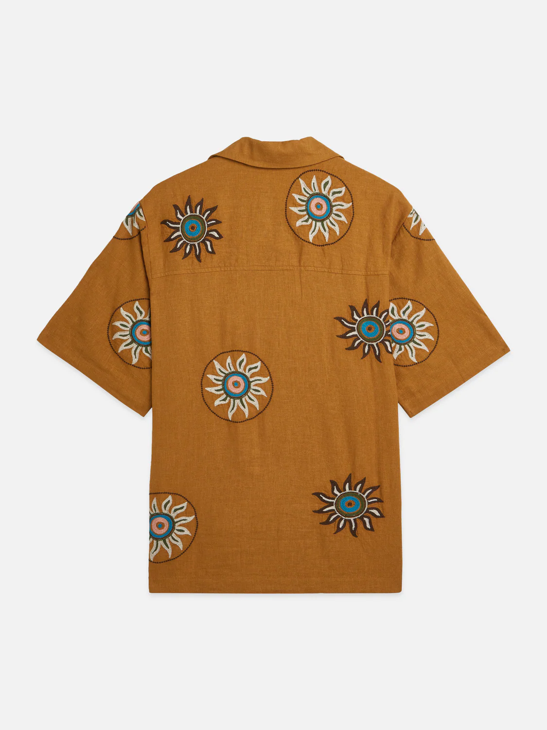 Embroidered linen relaxed short sleeve shirt - Image 6