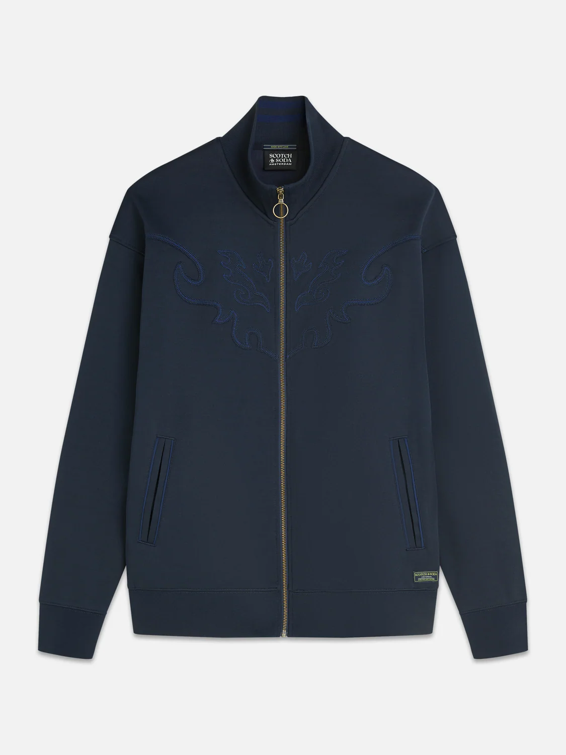 Interlock embroidered relaxed zip-up track top - Image 5