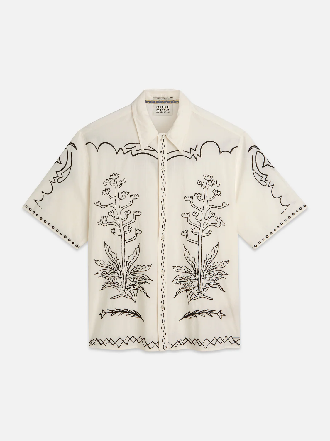 Embroidered seersucker relaxed short sleeve shirt - Image 5