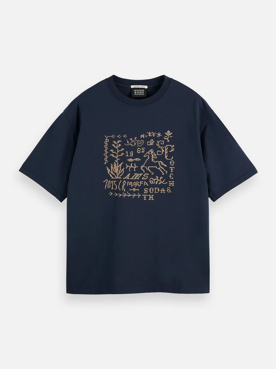 Cross-stitched artwork loose T-shirt - Image 12