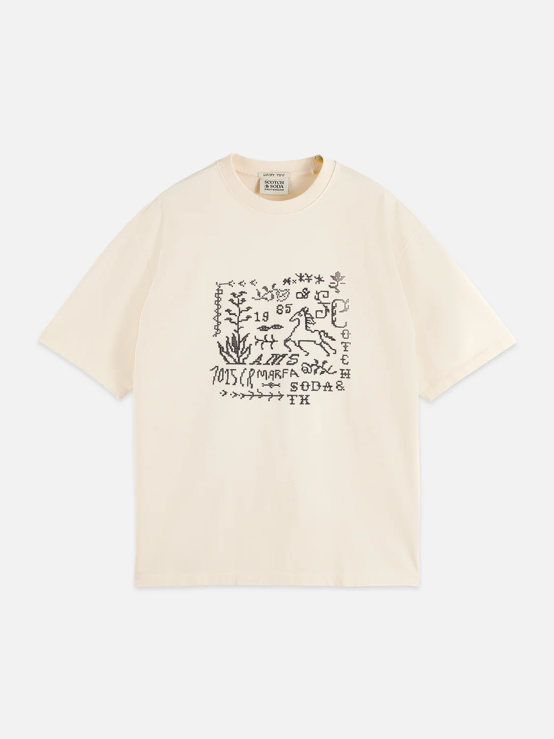 Cross-stitched artwork loose T-shirt - Image 5
