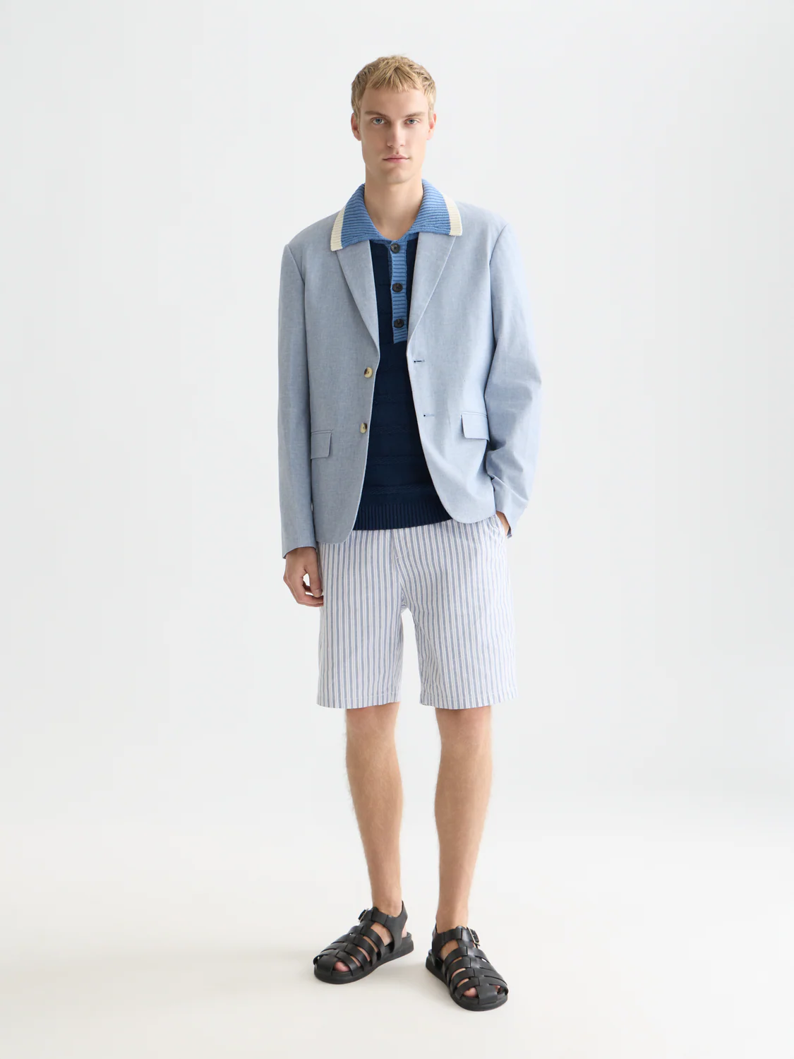 Fave cotton-linen yarn-dyed bermuda shorts