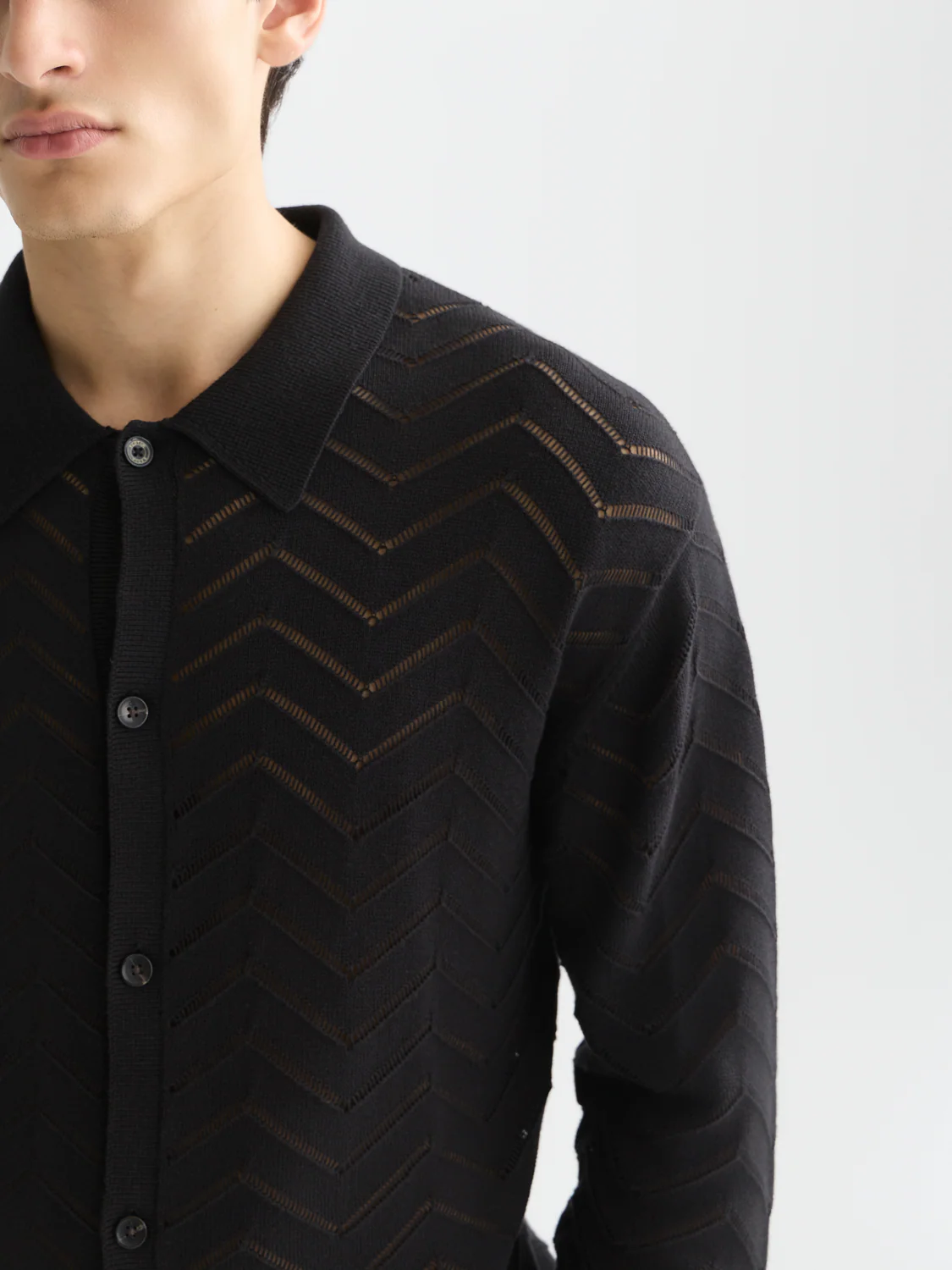 Pointelle dropped shoulder cardigan - Image 3