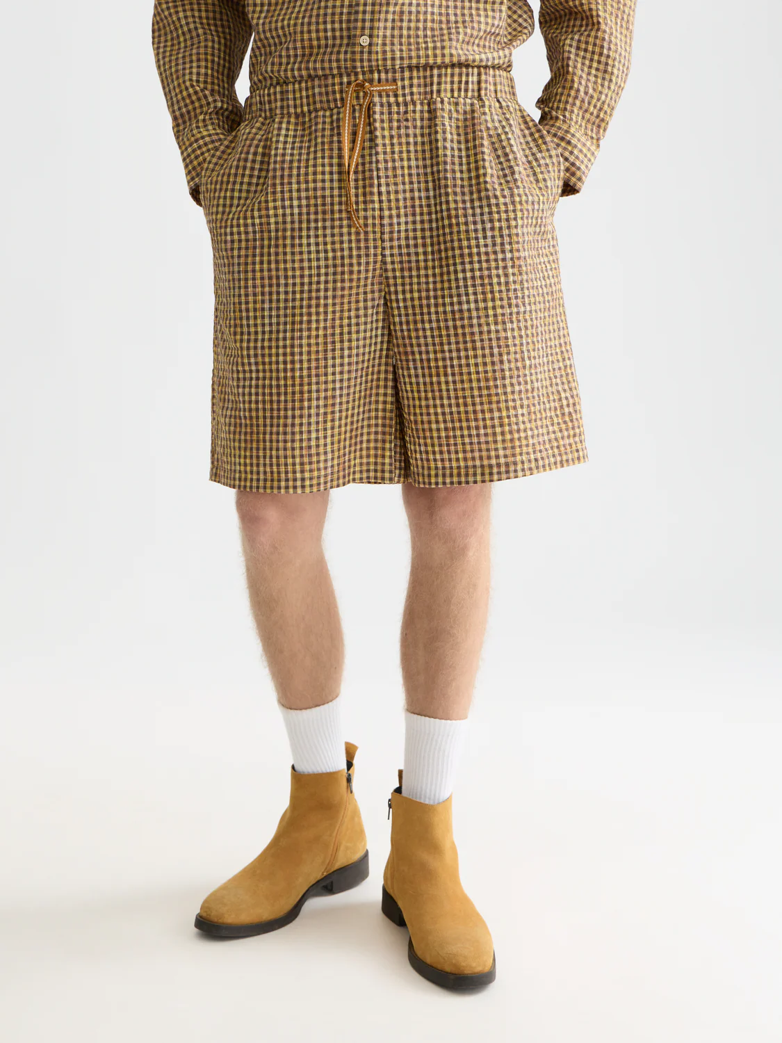 Cotton seersucker wide bermuda shorts - Image 2