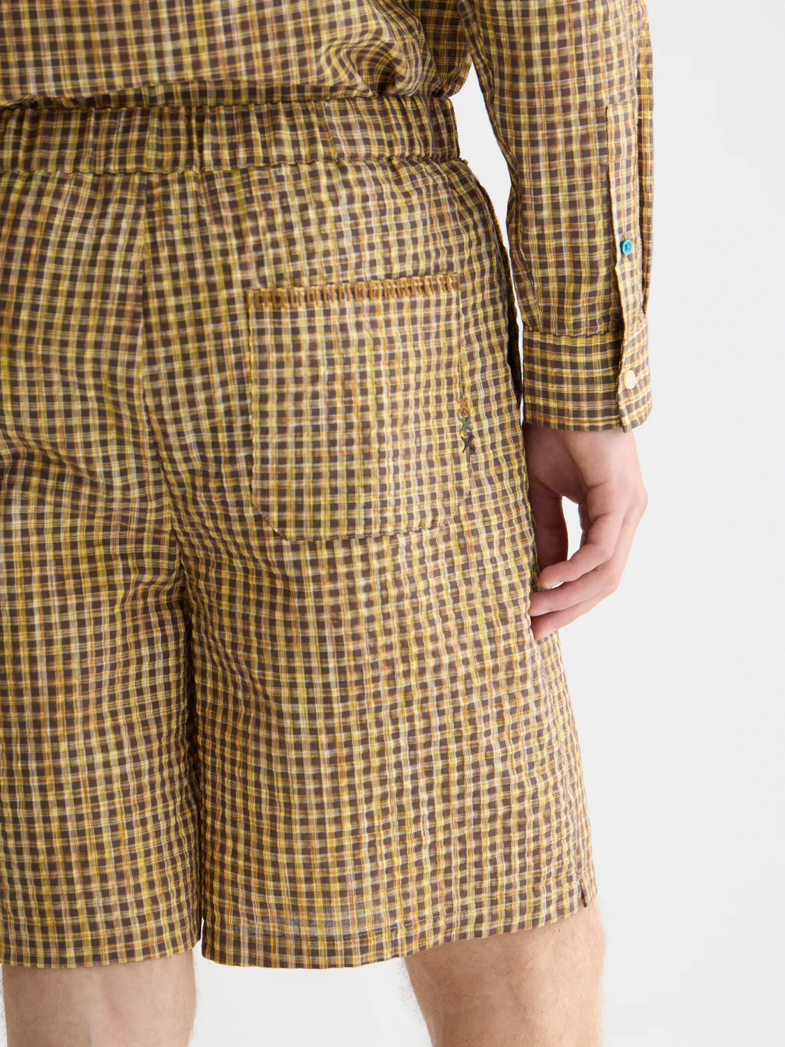 Cotton seersucker wide bermuda shorts - Image 3