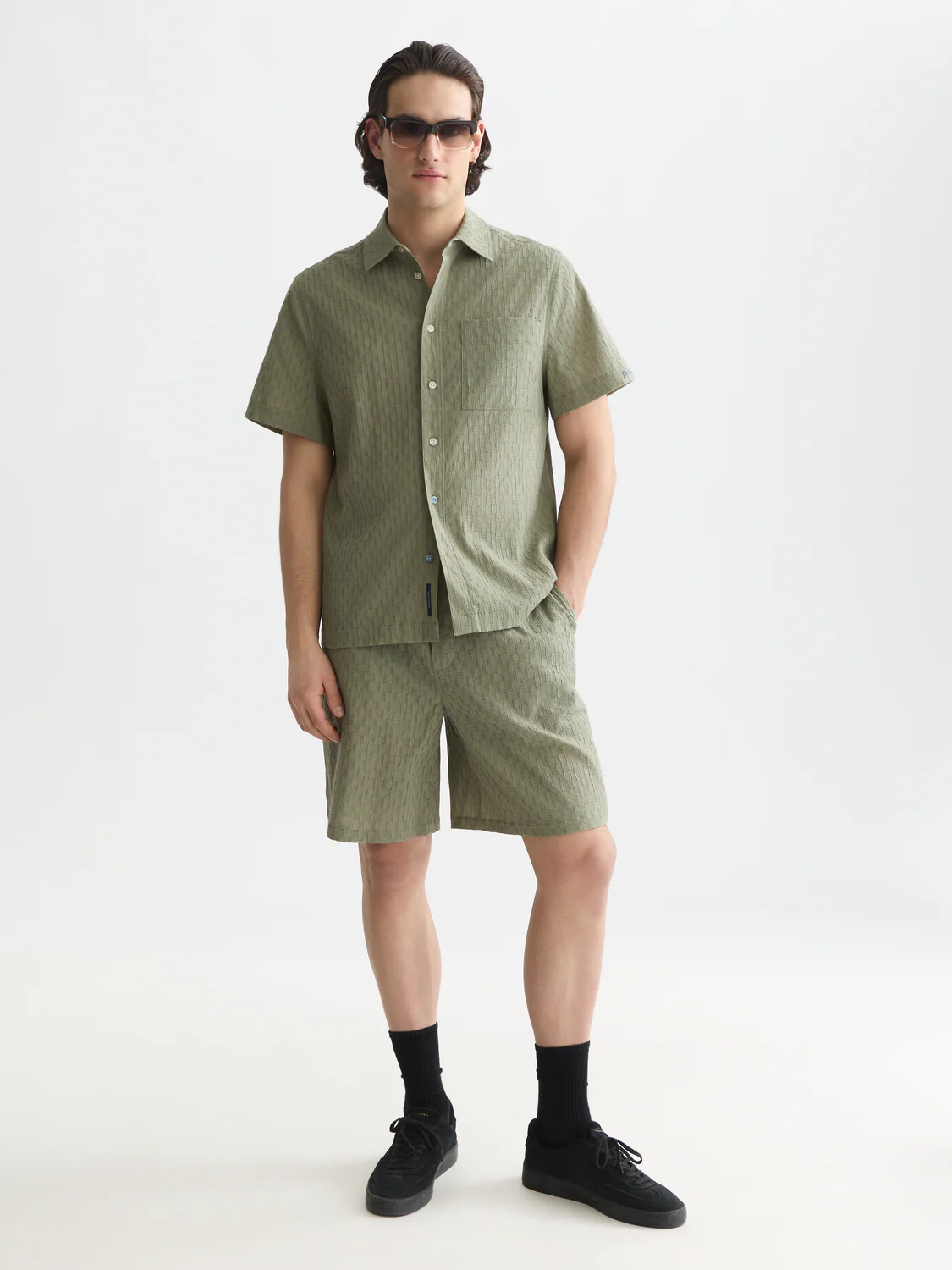 Jacquard seersucker bermuda shorts