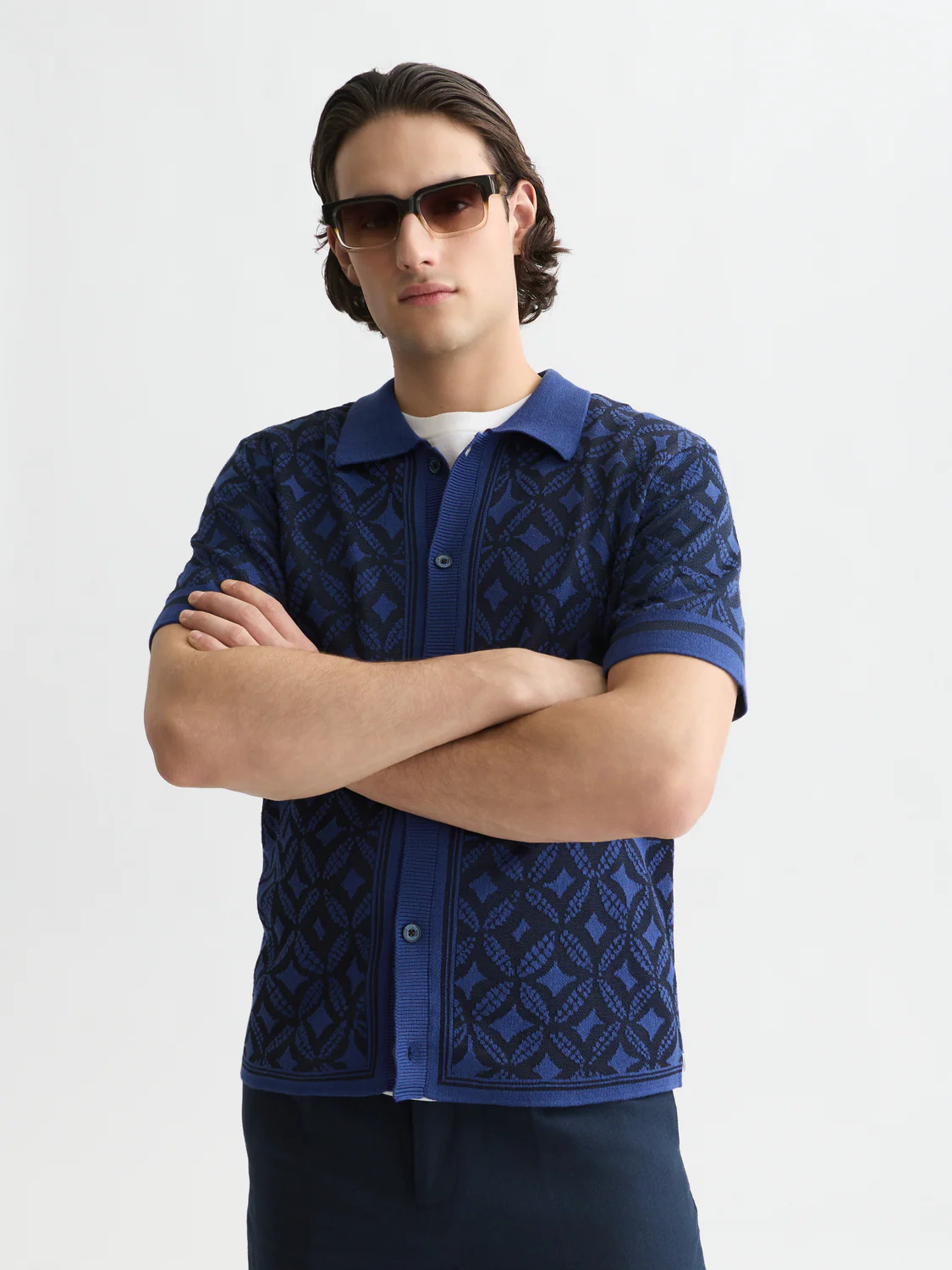 Jacquard knitted short-sleeved shirt - Image 10