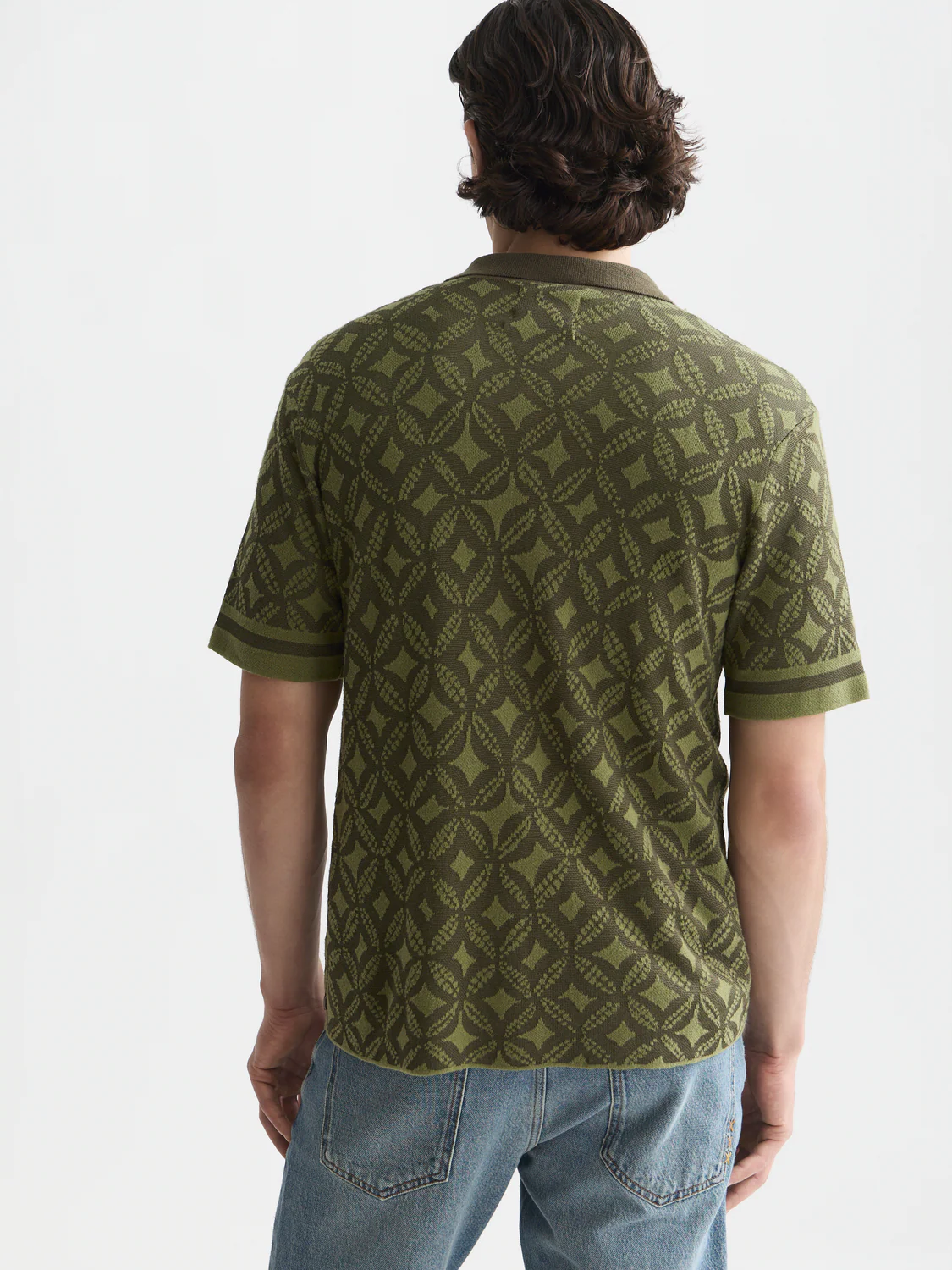 Jacquard knitted short-sleeved shirt - Image 4