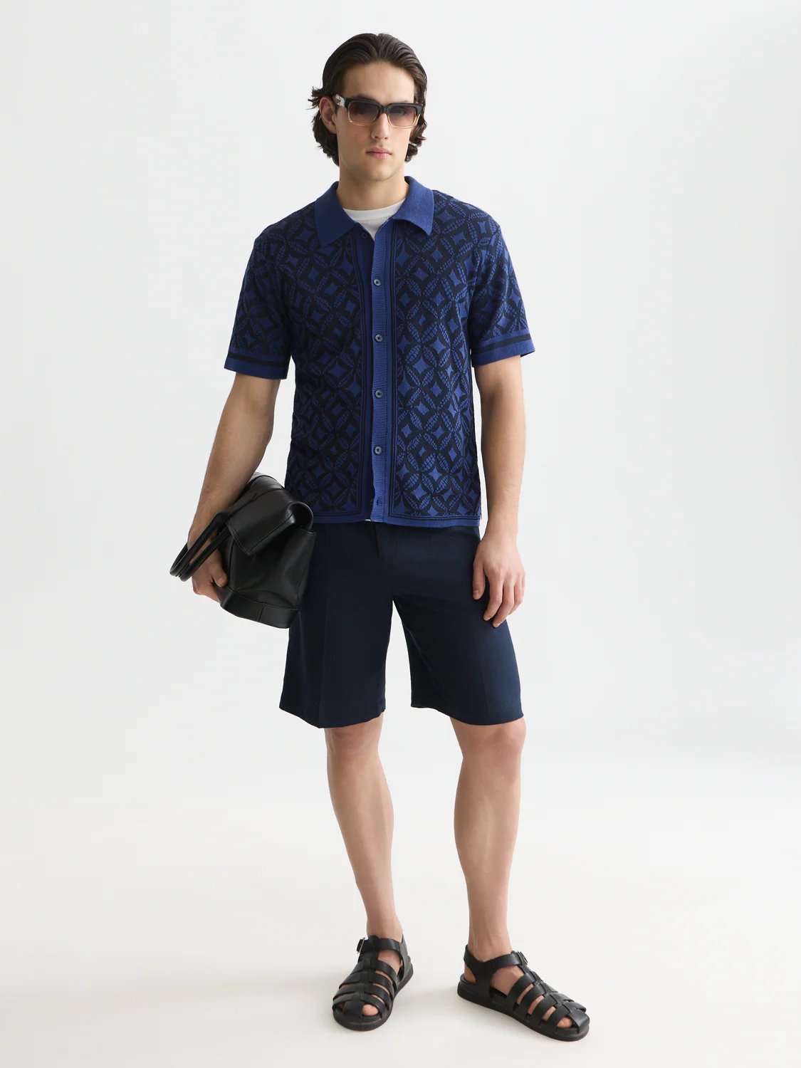 Jacquard knitted short-sleeved shirt - Image 9