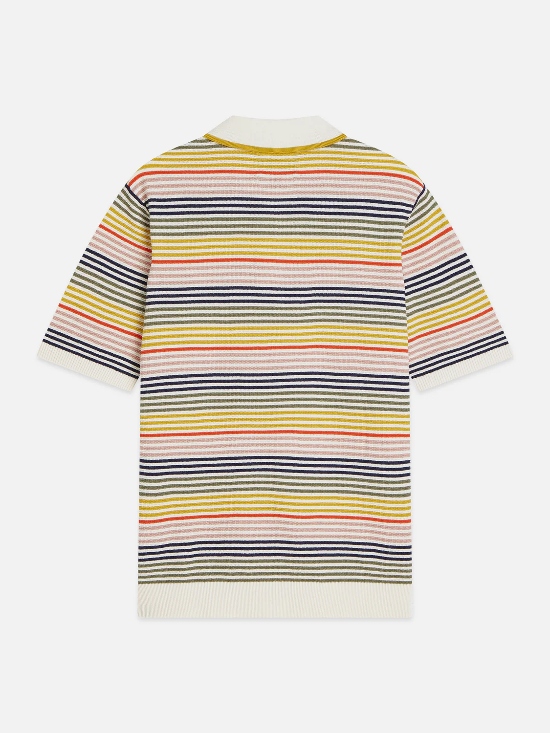 Striped structured knitted regular-fit polo - Image 13