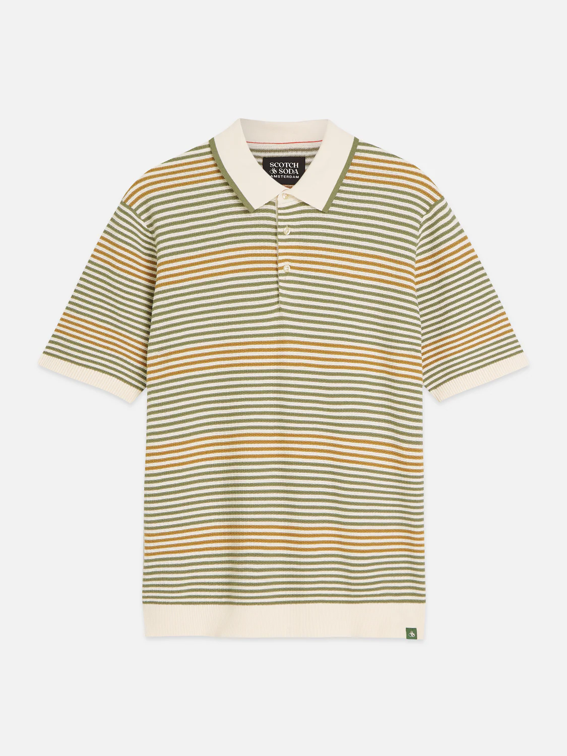 Striped structured knitted regular-fit polo - Image 19