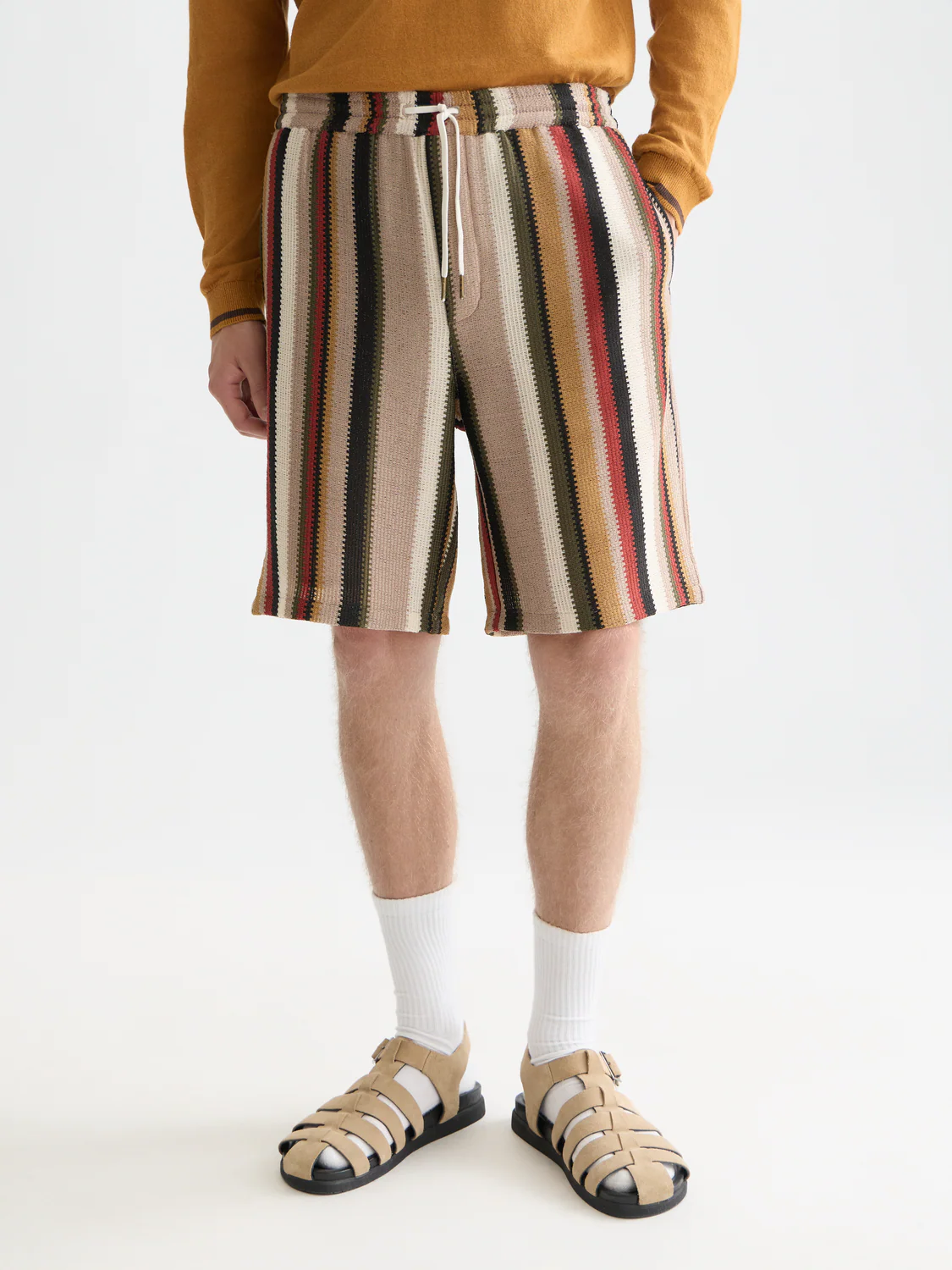 Crochet multicolor stripe relaxed bermuda shorts - Image 2
