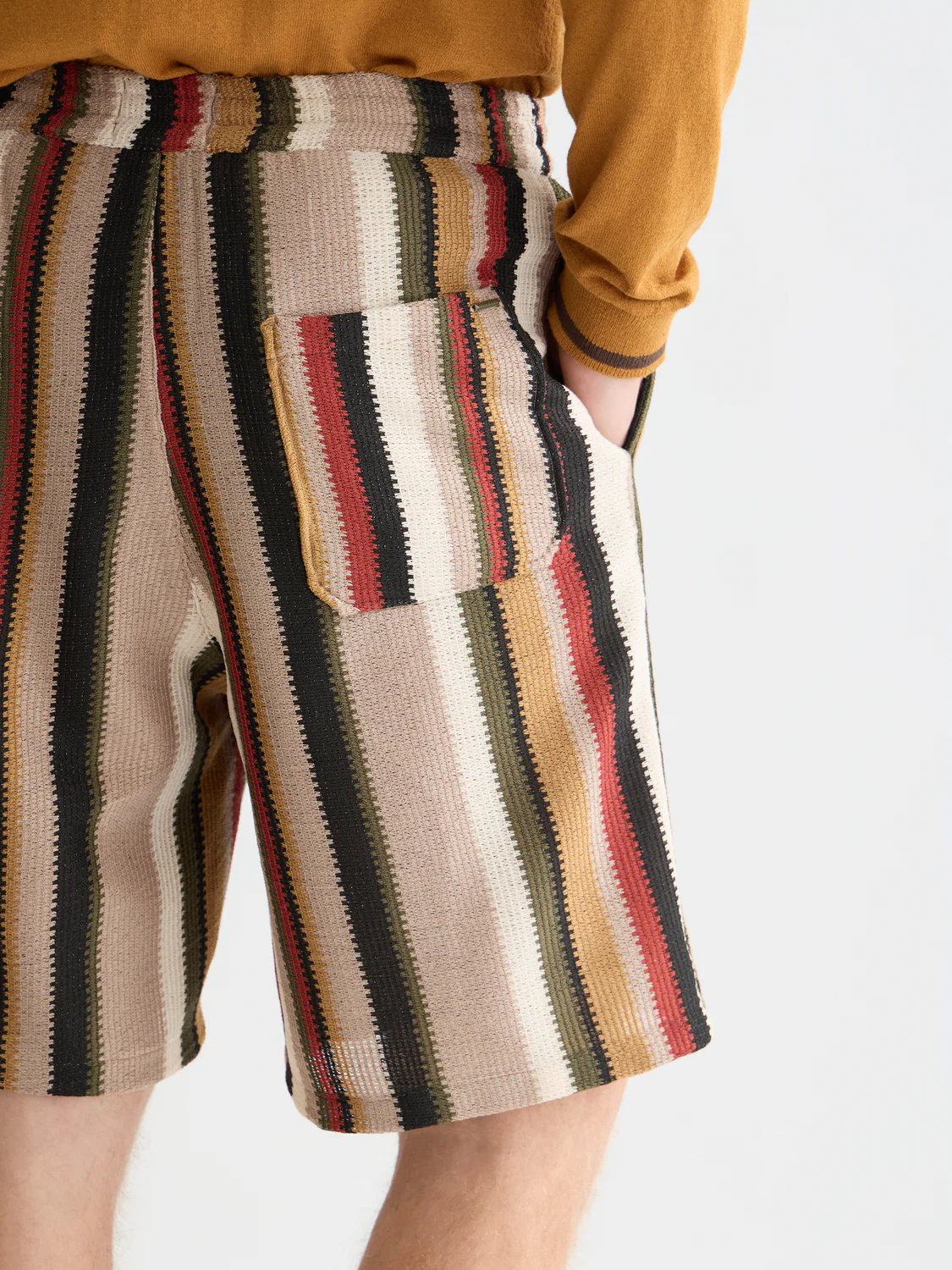Crochet multicolor stripe relaxed bermuda shorts - Image 3