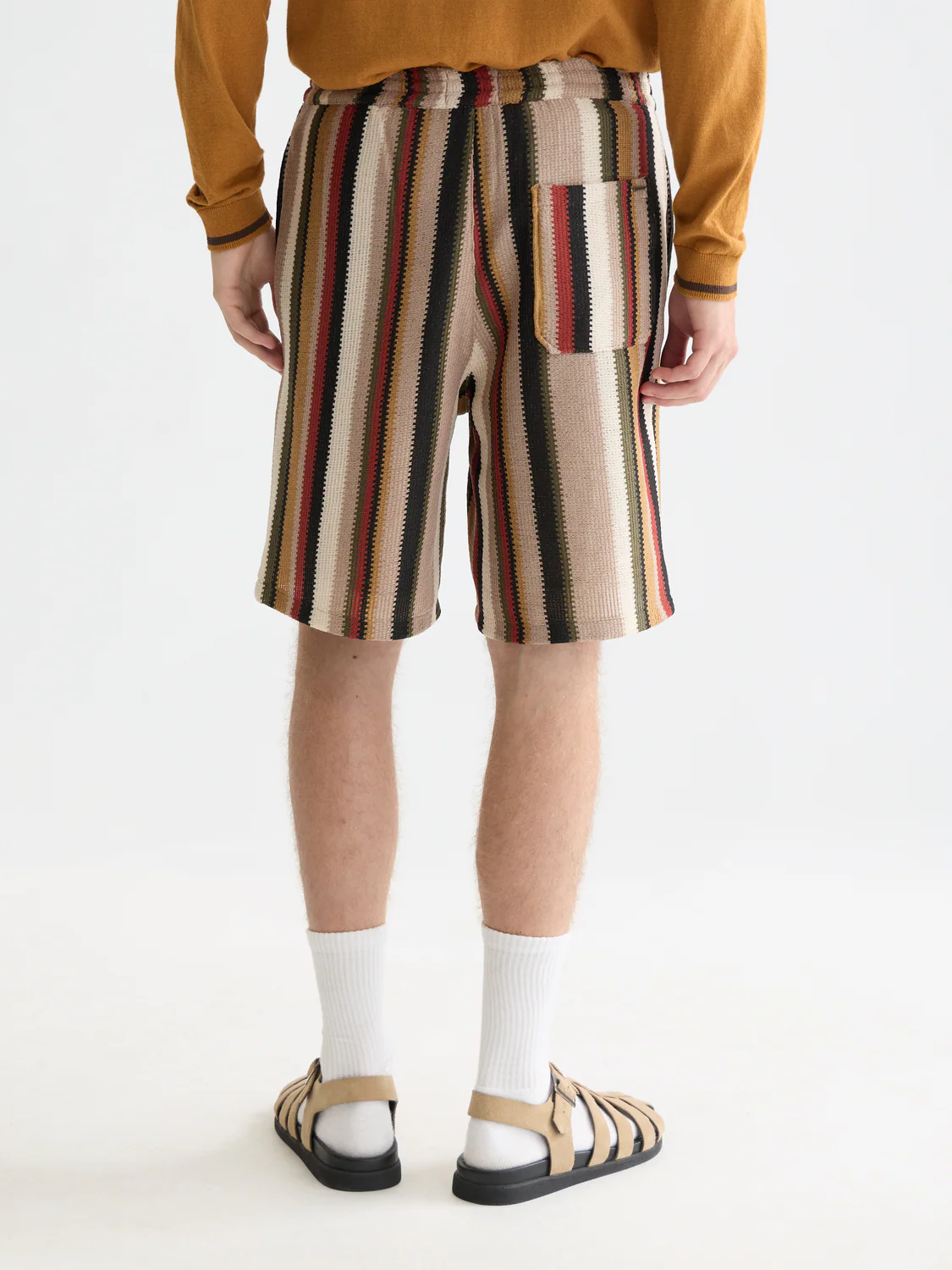 Crochet multicolor stripe relaxed bermuda shorts - Image 4