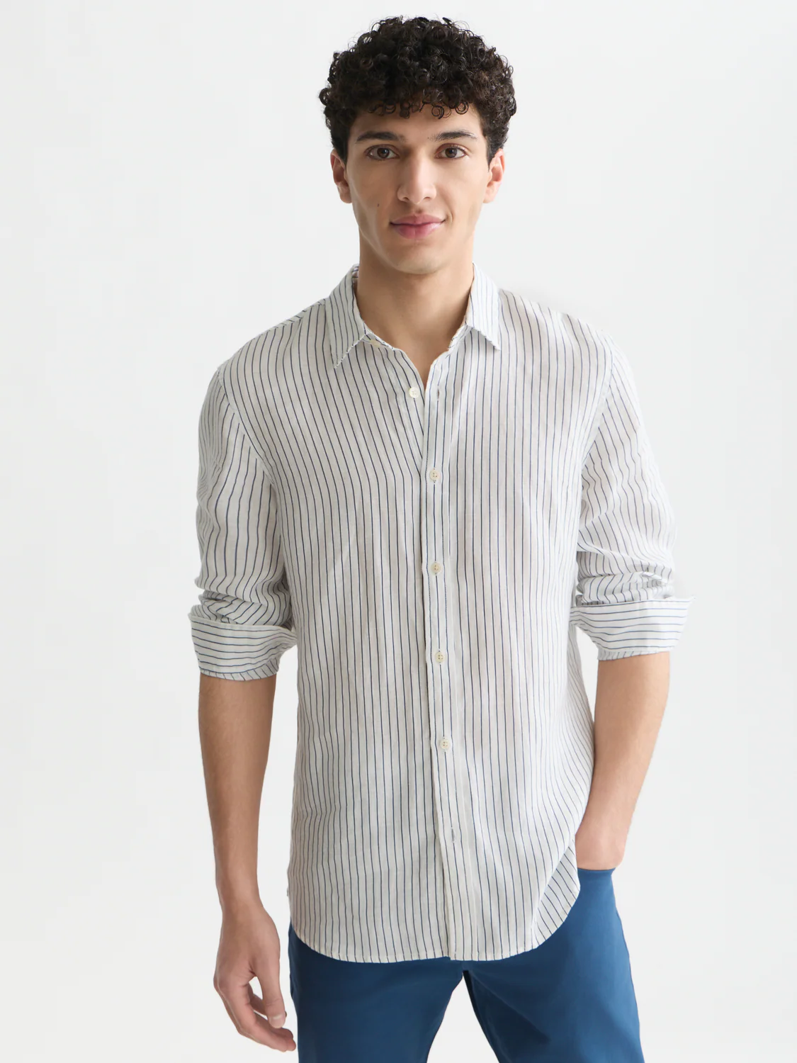 Striped linen regular-fit shirt