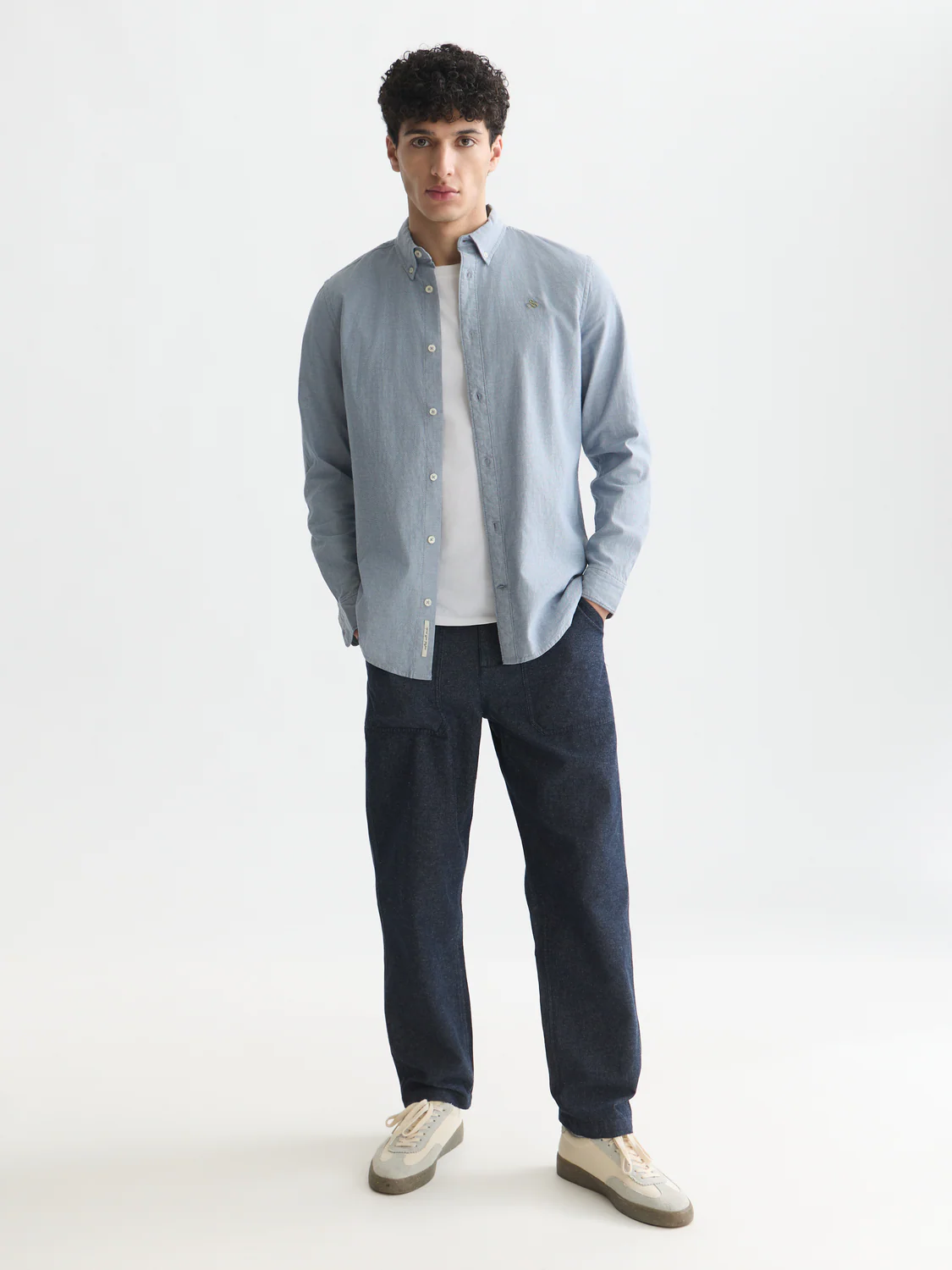 Harper cotton-linen tapered chino