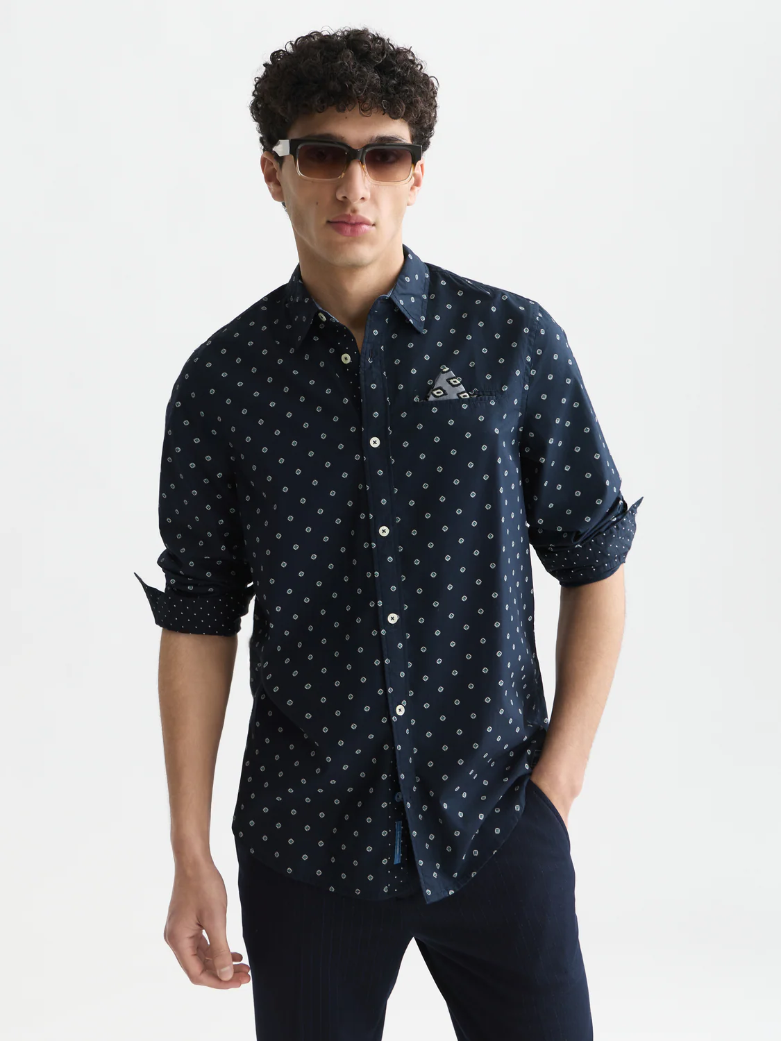 Printed cotton poplin shirt
