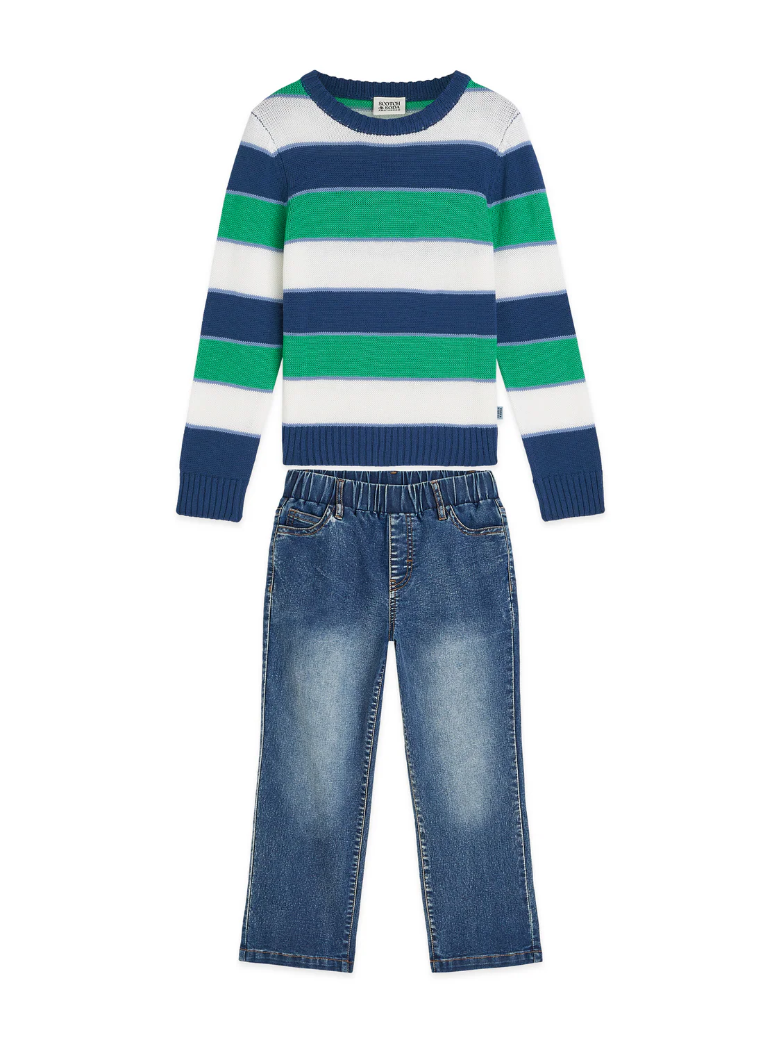 CREWNECK SWEATER & DENIM PANT SET