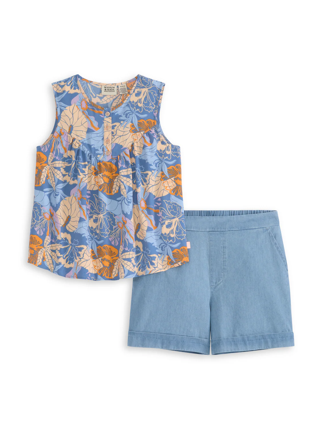 S&S GIRLS 2PC TOP & DENIM SHORT SET
