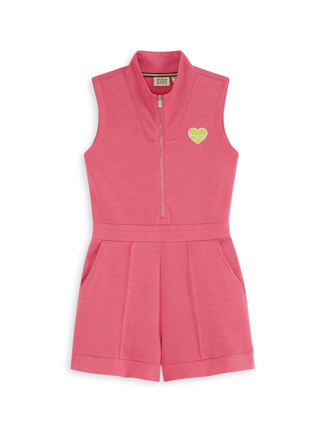 S&S TENNIS GROUP DOUBLE KNIT HALF ZIP ROMPER