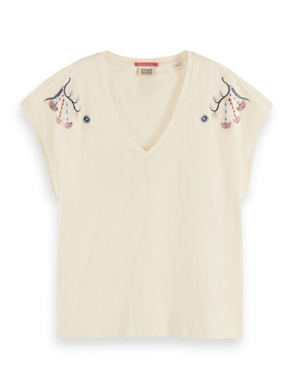 Embroidered V-neck T-shirt - Image 12