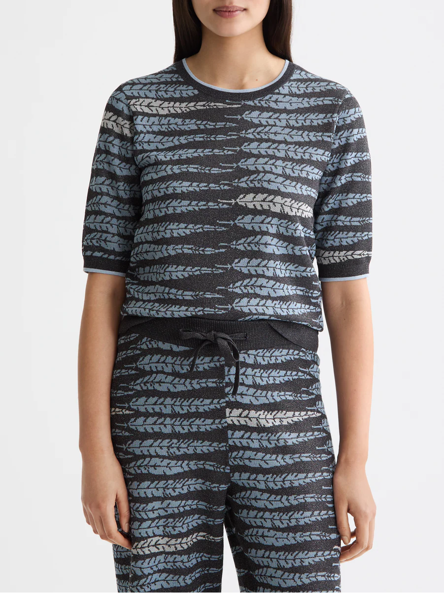 Lurex jacquard knitted top