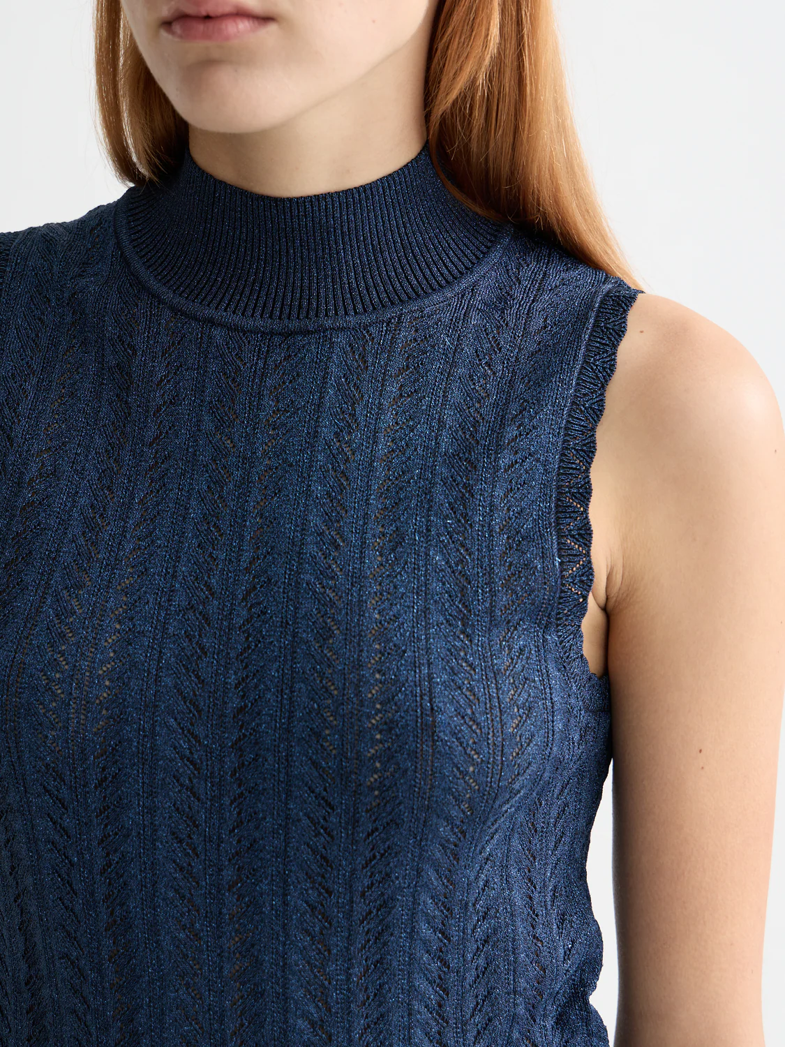 Metallic pointelle knitted tank - Image 3