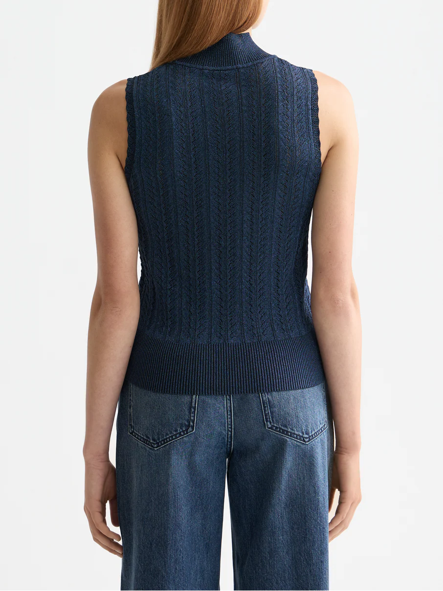 Metallic pointelle knitted tank - Image 4