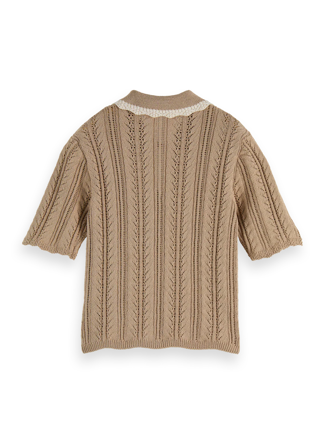 Pointelle collared knitted polo - Image 12