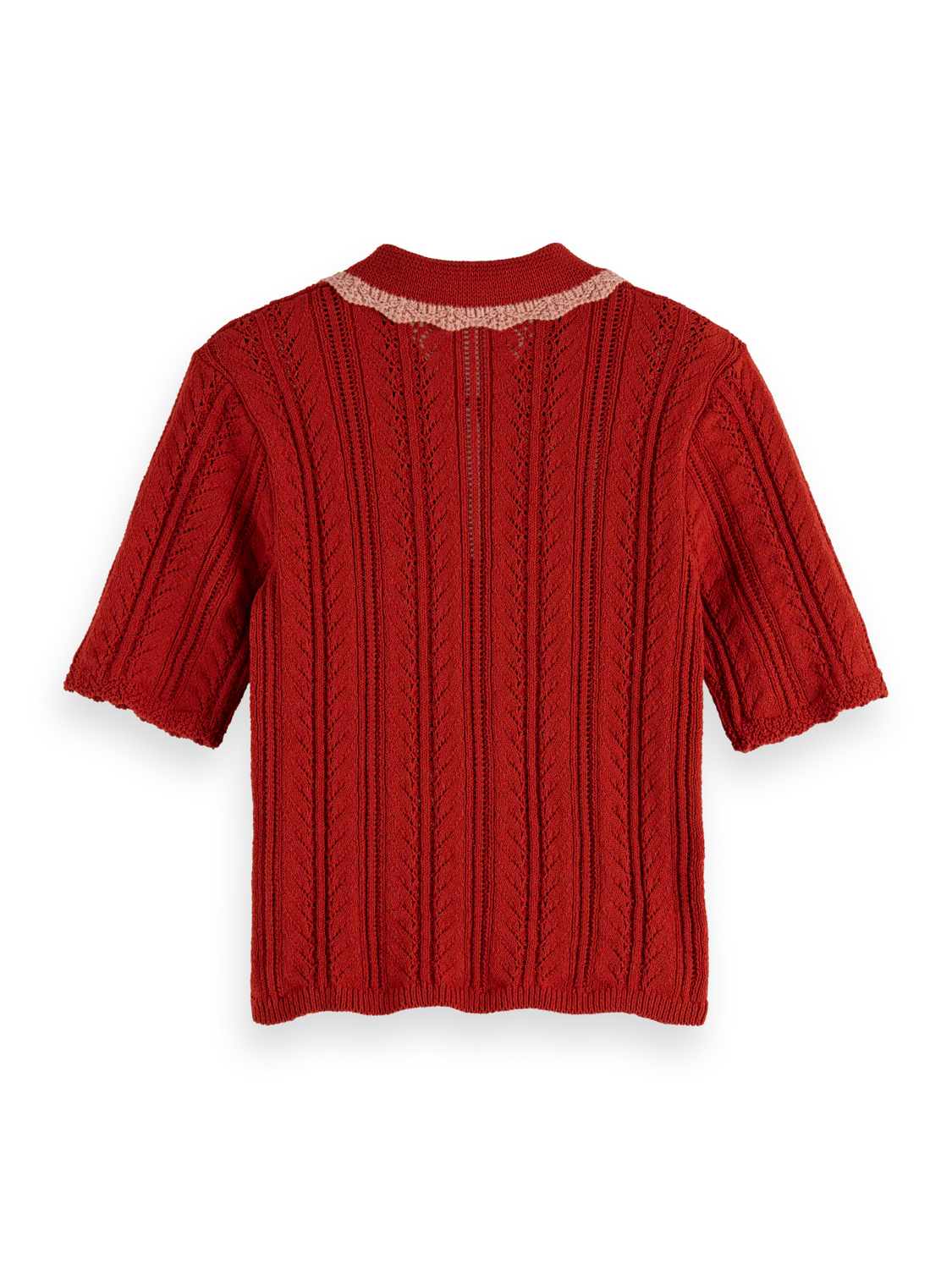 Pointelle collared knitted polo - Image 6