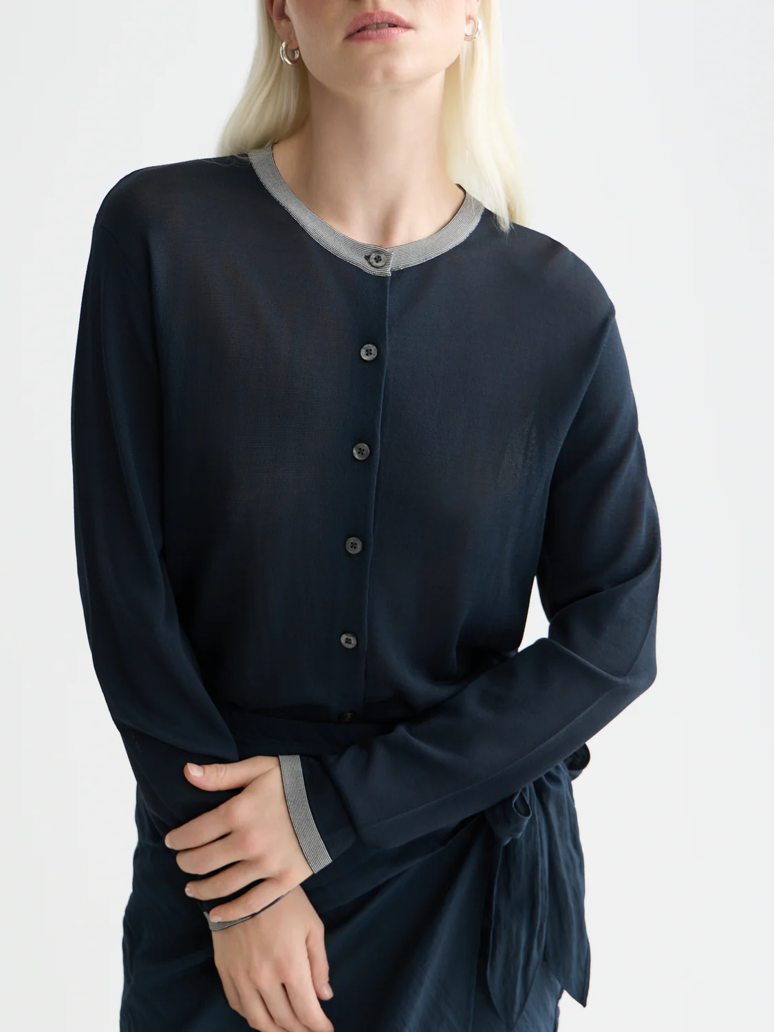 Stripe trim relaxed cardigan - Image 3