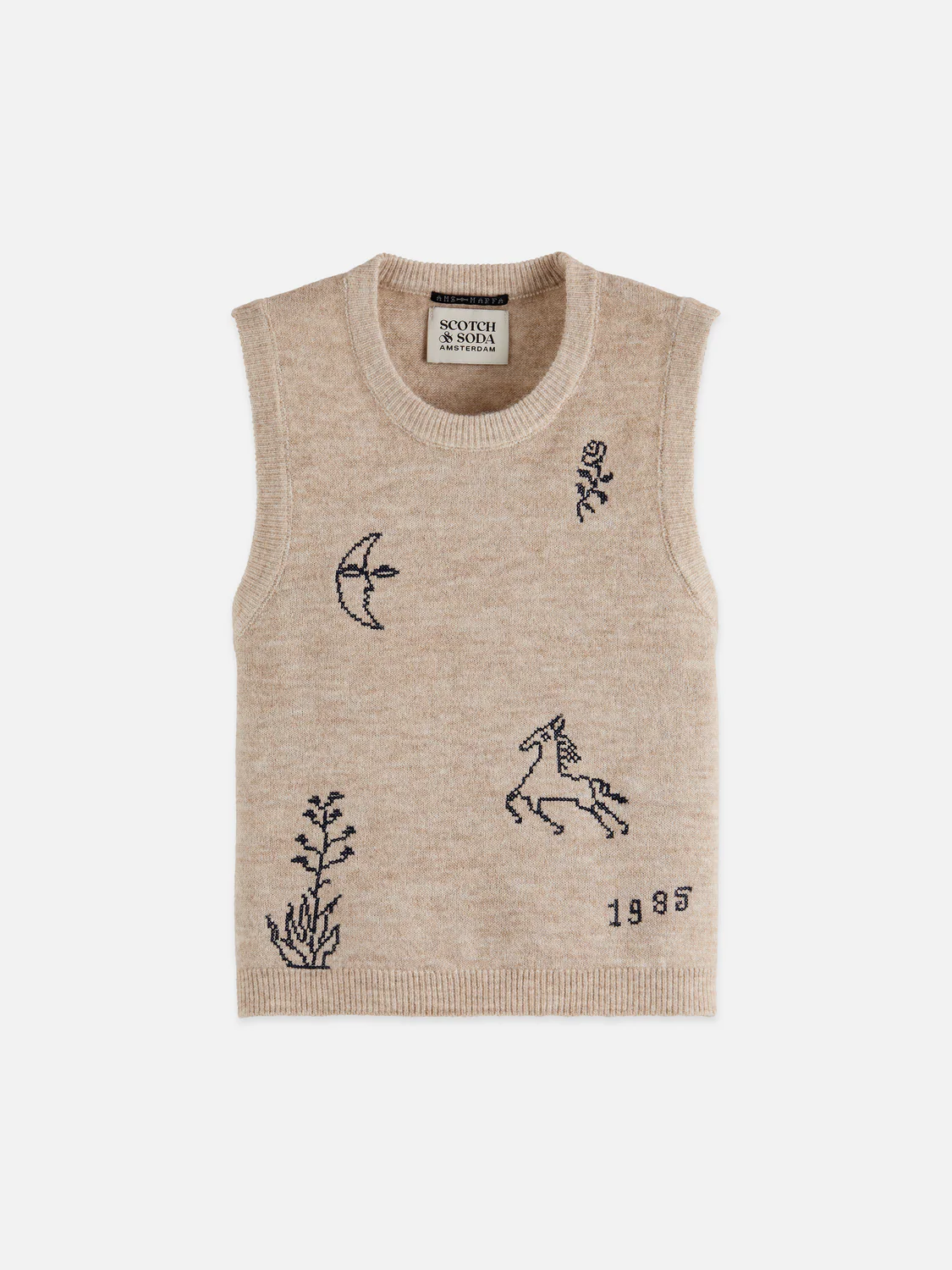 Embroidered crew neck knitted tank - Image 5