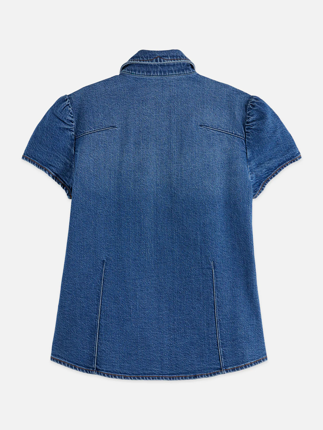 Cap sleeve fitted denim shirt - Image 6