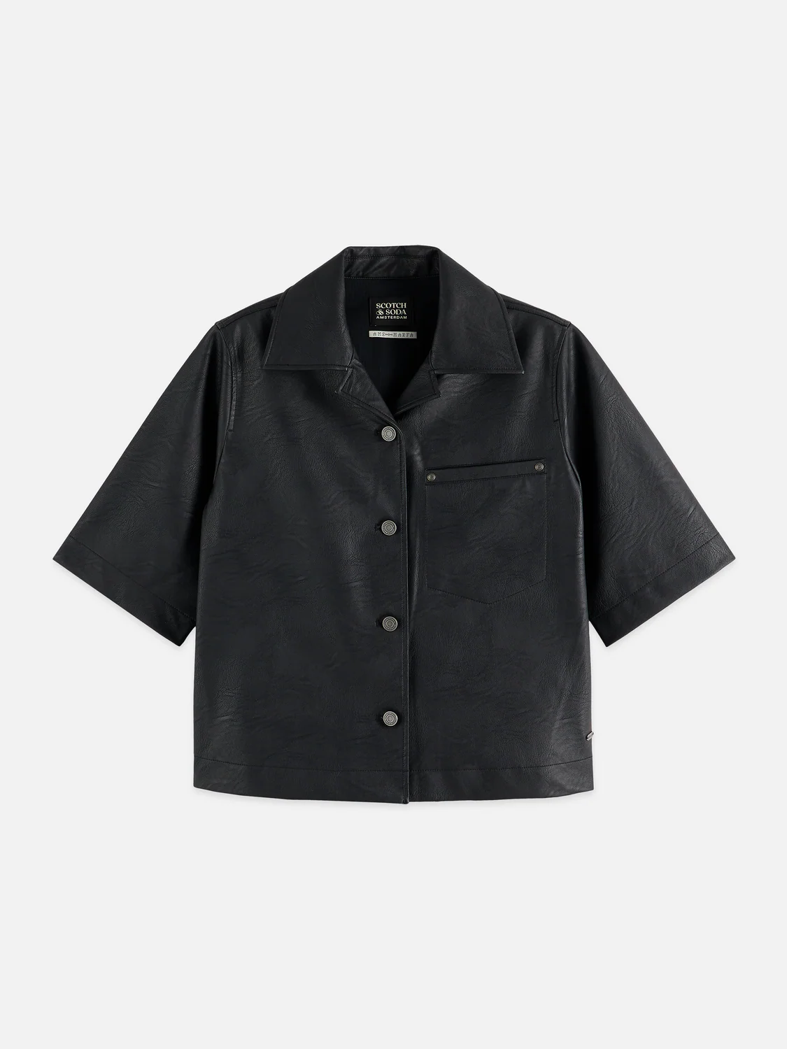 Faux leather a-line sleeve shirt - Image 5