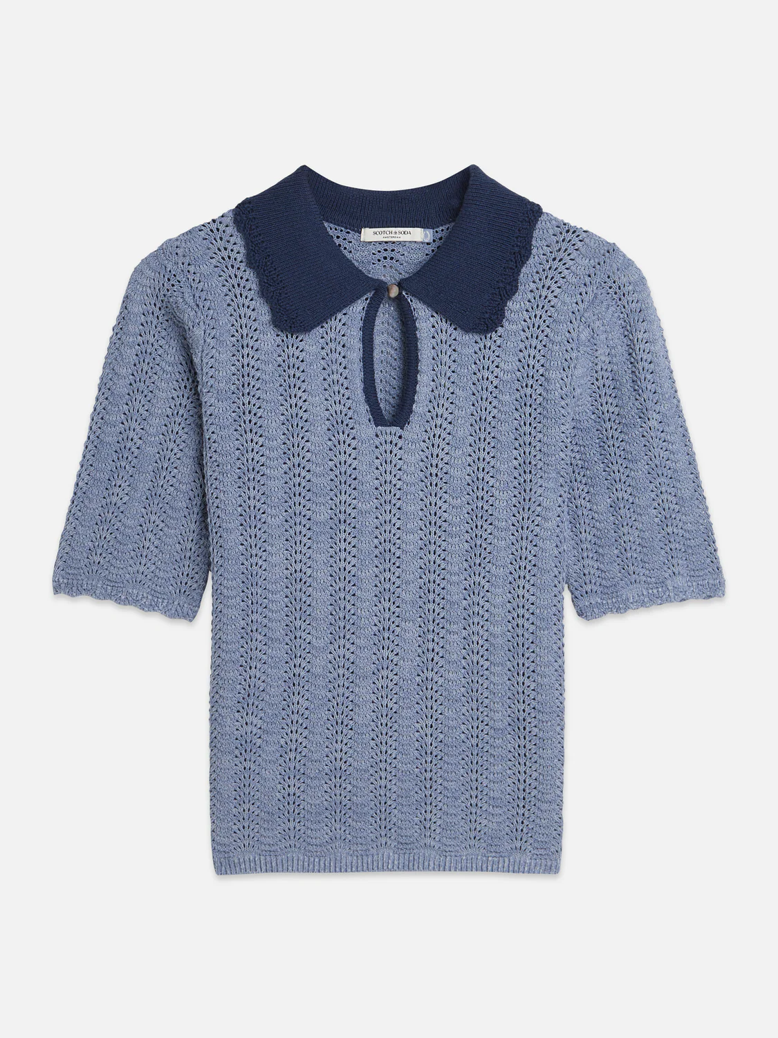 Pointelle collared knitted top - Image 12